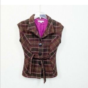 CAbi Brown Plaid Cinch it Up Vest